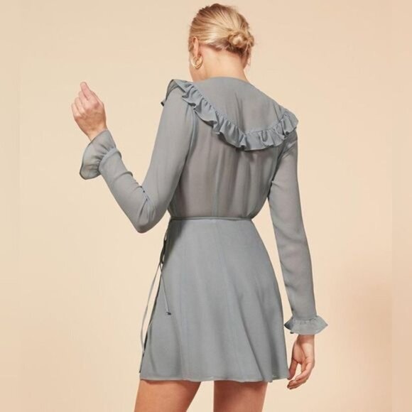 REFORMATION Ricki blue wrap dress xs - Picture 4 of 11